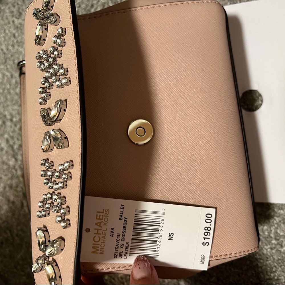 Michael Kors mini Ava crossbody bag crystal ballet pink NWT - Picture 9 of 9